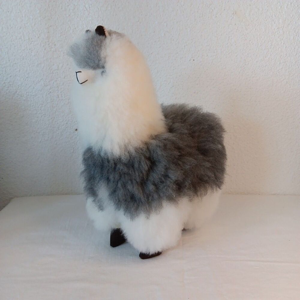 Peruvian Alpaca Fur Plush Llama Handmade 12inch Standing Stuffed Animal Imported - Picture 7 of 11